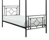 1pc Twin Platform Canopy Bed Black Finish Metal Frame Ball Finials Modern Traditional Look B011P207845