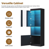 ON-TREND High Gloss Storage Cabinet with LED Lights, 67" Tall Pantry Cabinet with Acrylic Door, N721P192842B