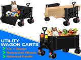 Heavy Duty Collapsible Folding Wagon Cart, with All-Terrain Wheels, 600D Oxford Fabric 350 lbs 53371212