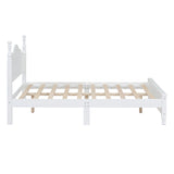 Full Size Wood Platform Bed Frame,Retro Style Platform Bed with Wooden Slat Support,White WF308186AAK
