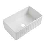 ZUN Fireclay 33" L X 20" W Farmhouse Kitchen Sink with Grid and Strainer JYCAS8280WH