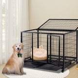 ZUN 42 Inch Heavy Duty Dog Crate, Metal Dog Cage Dog Kennel for Medium to Large Dogs with Double Doors, 52893270