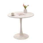 ZUN 31.5" Round Dining Table, Mid-Century White Tulip Table, Metal Base Pedestal Table for 2-4 W2533P170056