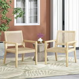 Outdoor Wicker and Acacia Wood Club Chairs, Set of 2, Light Multibrown and Light Brown, 34'' H X 74228.00MLBRN