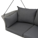 GO 51.9" 2-Person Hanging Seat, Rattan Woven Swing Chair, Porch Swing With Ropes, Gray Wicker And WF531575AAA