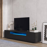 TV Cabinet Wholesale, Black TV Stand with Lights, Modern LED TV Cabinet with Storage Drawers, Living W33140083