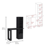 ZUN Iowa Computer Desk with 1-Cabinet and 4-Tier Bookcase B200P188864