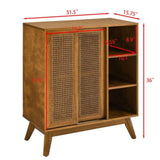 Mid Century Modern Rattan Sideboard Cabinet, Buffet Cabinet for Entryway Hallway Living Room Kitchen W1801P195620