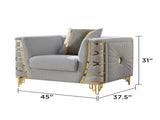 Contessa Modern Fabric Accent Chair with Gold Metal Side Frame and Channel Tufted Detailing in Gray B009P466432