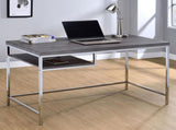 Weathered Grey and Chrome Rectangular Writing Desk B062P153658