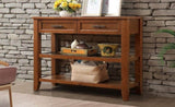 ZUN Console Sofa Table with 2 Storage Drawers and 2 Tiers Shelves, Mid-Century Style 42'' Solid Wood W120284579