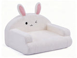 Kids Armchair Toddler Reading Sofa, Full Compression, Teddy Velvet Cute White Rabbit Shape Kids Sofa 66631324