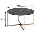 ZUN Black and Champagne Round Coffee Table B062P181383