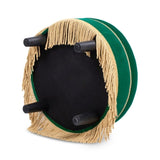 Yolanda 24" Round Upholstered Accent Ottoman, Ultramarine Green Velvet with Gold Trim B2719P364403