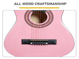 Light pink 30-inch Round Acoustic Guitar with Picks, Strings, Capo, Case, Tuner, and Strap 83838508