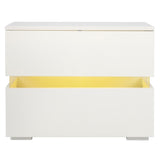 RGB LED Double Side Cabinet Bedside Table White 50895422