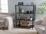 4 Shelf Foldable Metal Storage Shelves, Wheels, Adult, Kitchen, Laundry Room, Black 51689566