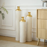 Floor metal vase modern style decoration droplet shaped white metal vase 3-piece set gorgeous W2796P290480