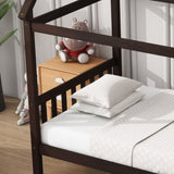 Twin House Bed with Headboard and Footboard, Twin Rubber Wood Bed with House Frame,Esspresso W504P225958