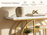 41 Inch Console Table with 3 Tier Open Shelves, Modern Entryway Sofa Table with O-Shaped Metal Frame 92573929