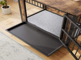 Dog Crate Furniture, Wooden Dog Crate Table, 32.8" Dog Kennel with 2 Slidings and Thick Iron W840P203066