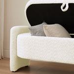 ZUN Ottoman Oval Storage Bench 3D Lamb Fleece Fabric Bench with Large Storage Space for the Living Room, W1825133565