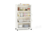 5-Tier Rolling Microwave Stand Flip Dust-Proof Doors 4 Casters with Brakes Kitchen Storage Rack 71337506