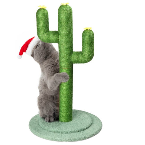 ZUN 26in Cactus Cat Scratching Post, Cute Cat Scratcher with Natural Sisal Posts & Flower Toppers for 48403907