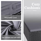 Gray Outdoor Rattan Daybed with Upholstered Cushions 69162762