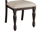 Fabric Upholstery Side Chairs 2pc Set Grayish Brown Finish Wood Frame Nailhead Trim Turned Legs B01149969