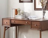 Modern Styling Counter Height Writing Desk Brown Finish Storage Drawers Nickel Knob Hardware Walnut B01146476