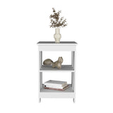 3-Tier End Table/Nightstand, Side Table for Small Space, White B097P199749