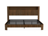 Queen Size bed frame with storage headboard, built-in charging station, wavy curved lines design, W1162P357261