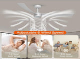 52 Inch Ceiling Fans with Lights Led Remote Control Low Profile Flush Mount for Living Room Bedroom 67060596