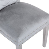 Eva 2 Piece Stainless Steel Legs Chair Finish with Velvet Fabric in Silver 733569295678