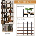 ZUN [VIDEO] 5 Tier Bookcase Home Office Open Bookshelf, Vintage Industrial Style Shelf with Metal Frame, 93102675