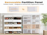 4-Tier Shoe Rack with Side Hooks, 32-Pair Capacity Sturdy Metal Frame Storage Organizer, White&Black 25813363