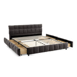 Queen Size Upholstered Bed ,comfortable upholstered bed frame, Chenille fabric, with headboard and W487P235286