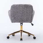 ZUN Furniture Office Chair,Artificial rabbit hair Home Office Chair with Golden Metal Base,Adjustable 45368023