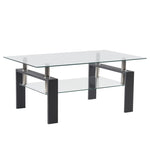 ZUN Arc Shaped Two Tiers Tempered Glass Coffee Table 58251189