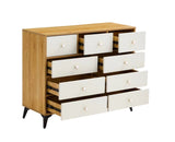 ZUN CABINET WOOD MDF BOARDS, 9 Drawers Dresser, WOOD COLOUR 50062469