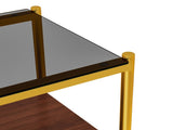 Set of 2 Rectangle End Table, Tempered Glass Tabletop with MDF layer, Modern Table for Living Room , W241P184252