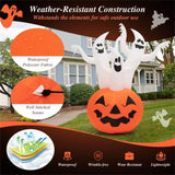 6ft Halloween Inflatable Ghost & Pumpkin Decoration - Colorful Rotating Flame Light, 190T Waterproof 31184295