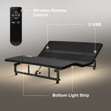 Adjustable Bed Base Frame Queen Bed Frame with Head and Foot Incline Wireless Remote 4 Ports USB, W1038P194149