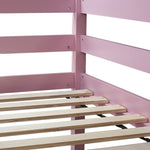 ZUN Twin High Loft Bed, Rubber Wood Loft Bed with Safety Guardrail, built-in desk, ladder,Pink W504P206981