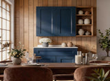 33" Navy Blue Shaker Wall Cabinet Solid Wood with 3 Adjustable Shelves Ready-to-Assemble for T2950P511196