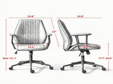 Vintage Leather Office Desk Chair, Padded Arms, 360&deg Swivel & Adjustable Height, Brown 74539312