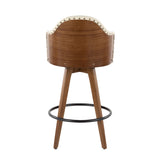 Ahoy Mid-Century Counter Stool in Walnut and Cream Faux Leather by LumiSource B202P222358