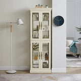 ZUN Lighted Glass Curio Display Cabinet,Display Cabinet,Glass Storage Cabinet Glass Wine cabinet Wood W2275P199812