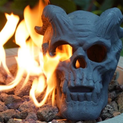 ZUN Refractory Materials Fireproof Imitated Human Fire Pit Skulls Gas Log for NG, LP Wood Fireplace, W2734P194127